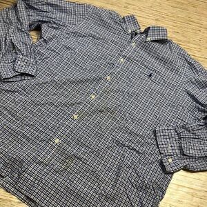 1393 Ralph Lauren classic fit button long slv 100% cotton shirt BLUE CHECK XXL